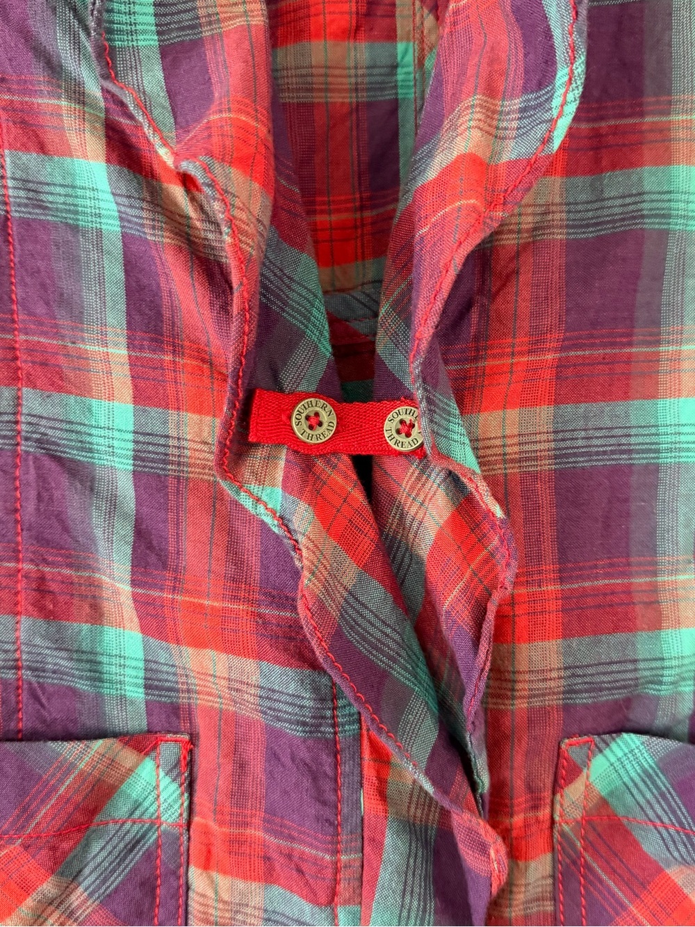 Southern Thread Ruffle Collar Plaid Shirt - Picture 3 of 12